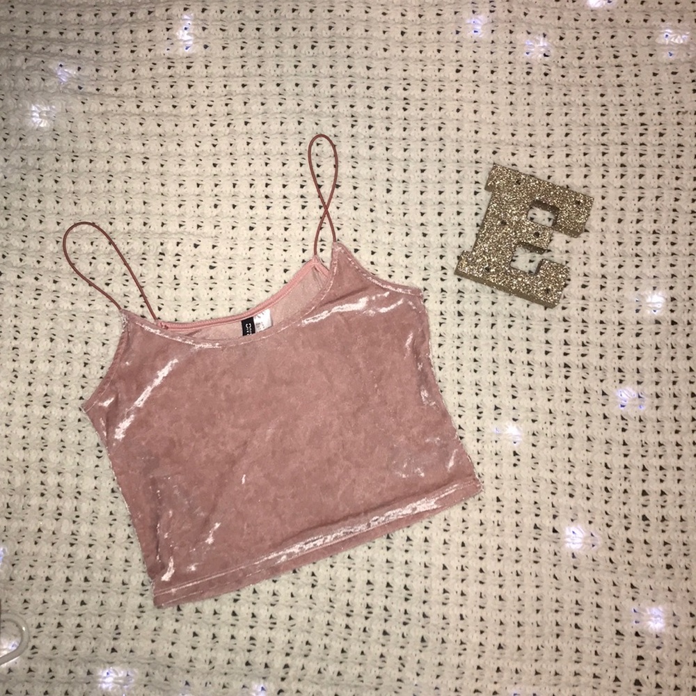 Pink velvet cropped tank